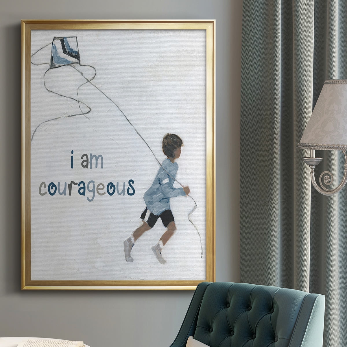 Boy Flying Kite Premium Framed Print - Ready to Hang