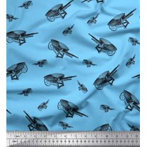 Soimoi Blue Cotton Voile Fabric Trolley Garden Accessories Printed Fabric 1 Yard 42 Inch Wide