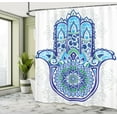 thumbnail image 5 of Ambesonne Hamsa Shower Curtain, Eastern Floral Hand Image, 69"Wx84"L, Blue Turquoise White, 5 of 5
