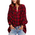 thumbnail image 1 of Blusa tipo túnica Free People a cuadros Rojo Mediano, 1 of 2