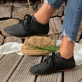 thumbnail image 3 of IUJSOY Womens Suede Lace up Flat Oxfords Classic Retro Round Cap Toe Soft Walking Driving Shoes, 3 of 9