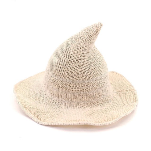 Sombrero de pescador decorativo, sombrero de bruja de Halloween de punto de mago de hilo de algodón, sombrero mágico plegable, spire