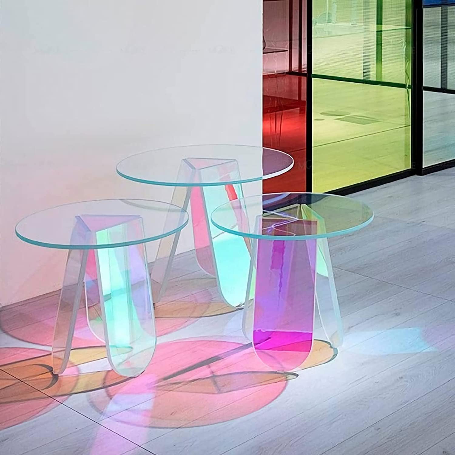 1pc 2m Gradient Rainbow Colored Aluminum Foil Rain Silk Table