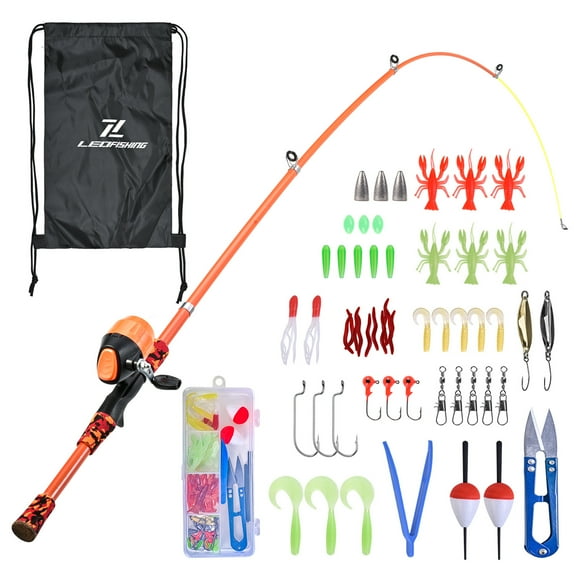 Kids Fishing Rod and Reel Combo Full Kit Telescopic Casting Pole with Spincast Reel for Boys Girls