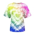 thumbnail image 4 of Besolor Summer T-Shirts for Women 2024 Trendy Tie-Dye Crewneck Short Sleeve Tunic Tops Casual Loose Going out Blouse Tee, 4 of 4