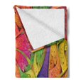 thumbnail image 2 of Fractal Soft Flannel Fleece Blanket, Vibrant Rainbow Colored Floral Pattern Vivid Contrast Curved Leaves Artisan Print, Cozy Plush for Indoor and Outdoor Use, 60" x 80", Multicolor, by Ambesonne, 2 of 5