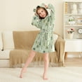 thumbnail image 3 of FORMRS Niños Bathrobe Unisex Hooded Robe Soft Plush Pajamas Sleepwear, Size 2-3T, Green Floral Guitar Pattern, 3 of 7