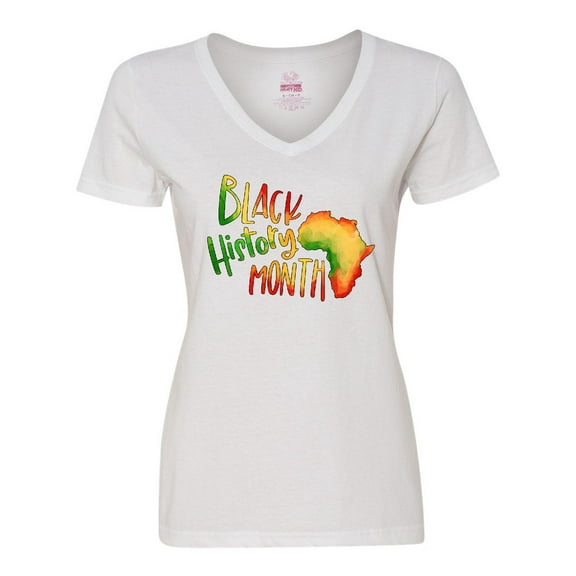 Inktastic Black History Month Africa in Red Yellow and Green Women's V-Neck T-Shirt