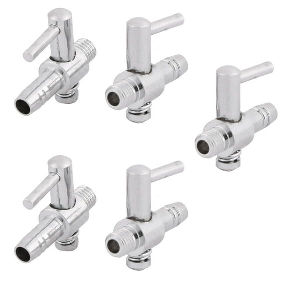 REGALWOVEN Stainless Steel Aquarium Fish Tank Water Air Pump Control Valve 5Pcs Silver Tone