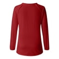 thumbnail image 4 of MHFRRA Camiseta Informal de Manga Larga con Cuello En V y Estampado Canadiense para Mujer Rojo, 4 of 4