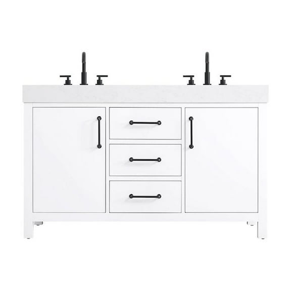 Elegant Kitchen and Bath 54 inch Double Bathroom Vanity In White