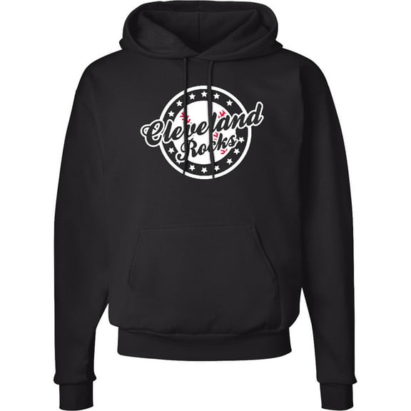 Inktastic Cleveland Rocks with Baseball in Circle and Stars Inversed Adult Hoodie Sweatshirt