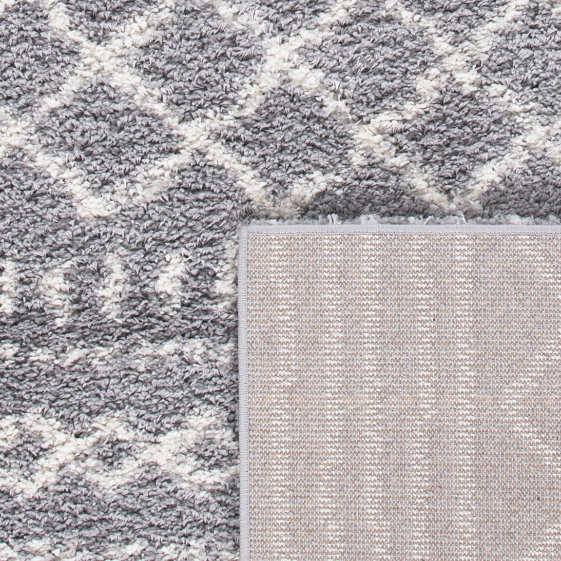 Safavieh Arizona Teagan Geometric Shag Runner Rug, Gray/Ivory, 2'6" x 14'