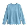 thumbnail image 6 of Xaqiouau Womens Oversized Crewneck Sweatshirt Scalloped Hem Long Sleeve Pullover Tunic Top Loose Fit Lightweight Casual Fall Winter Tops, 6 of 7
