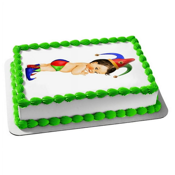 Jester Baby Boy Edible Cake Topper Image ABPID56813