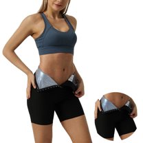 POP CLOSETS Sauna Sweat Shorts Pants for Women High Waist Thermo Sweat Compression Pants Weight Loss Slimming Shorts