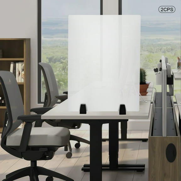 Dual Frosted Plexiglass 24 x 18 inch Clamp-on Desk Privacy Panels Pack of 2 for Classrooms, Offices