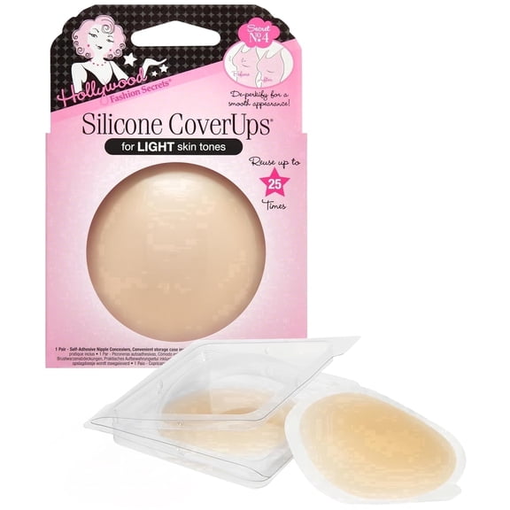 Hollywood Fashion Secrets Sticky Bra Silicone Nipple Covers for Women, 1 Pack, Light Shade, Size 1