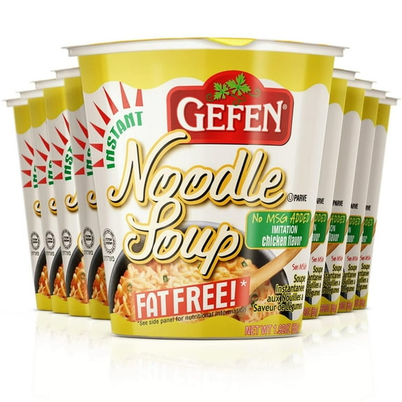 Gefen, Instant Noodle Soup Cup, Fat Free, 2.3oz, 12 pack No MSG, Chicken Soup Flavor