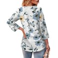 thumbnail image 7 of Iaqnaocc Women's Tops, Tees & Blouses Summer 3/4 Length Sleeve Womens Tops Casual Crewneck T-Shirts Vintage Floral Print Tees Blouses Business Work Clothes Light Blue M, 7 of 7