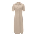 thumbnail image 4 of EliteGoogv Womens Polo Dresses Short Sleeve Collared Midi Dresses For Women Relaxed Straight Fit Summer Dresses Vacation Wedding Guest Dresses Khaki, 4 of 4