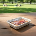 thumbnail image 4 of [600 Pack] 29oz Compostable Eco Friendly Container Trays with Lids - Rectangular Oblong Tree Free Sugarcane Bagasse Meal Prep Bento Boxes Take Out Catering Microwavable Deep Container, 4 of 8
