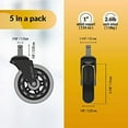 thumbnail image 3 of Office Wheels for Office Chair - Set of 5 Replacement Chair Wheels, 3 of 4