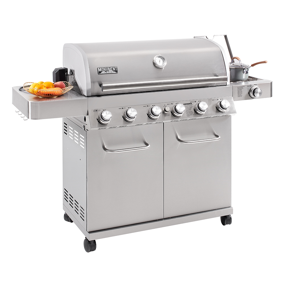 Monument Grills 77352 6-Burner Propane Gas Stainless Grill with LED Controls, Side Burner and Rotisserie Kit - image 3 of 11