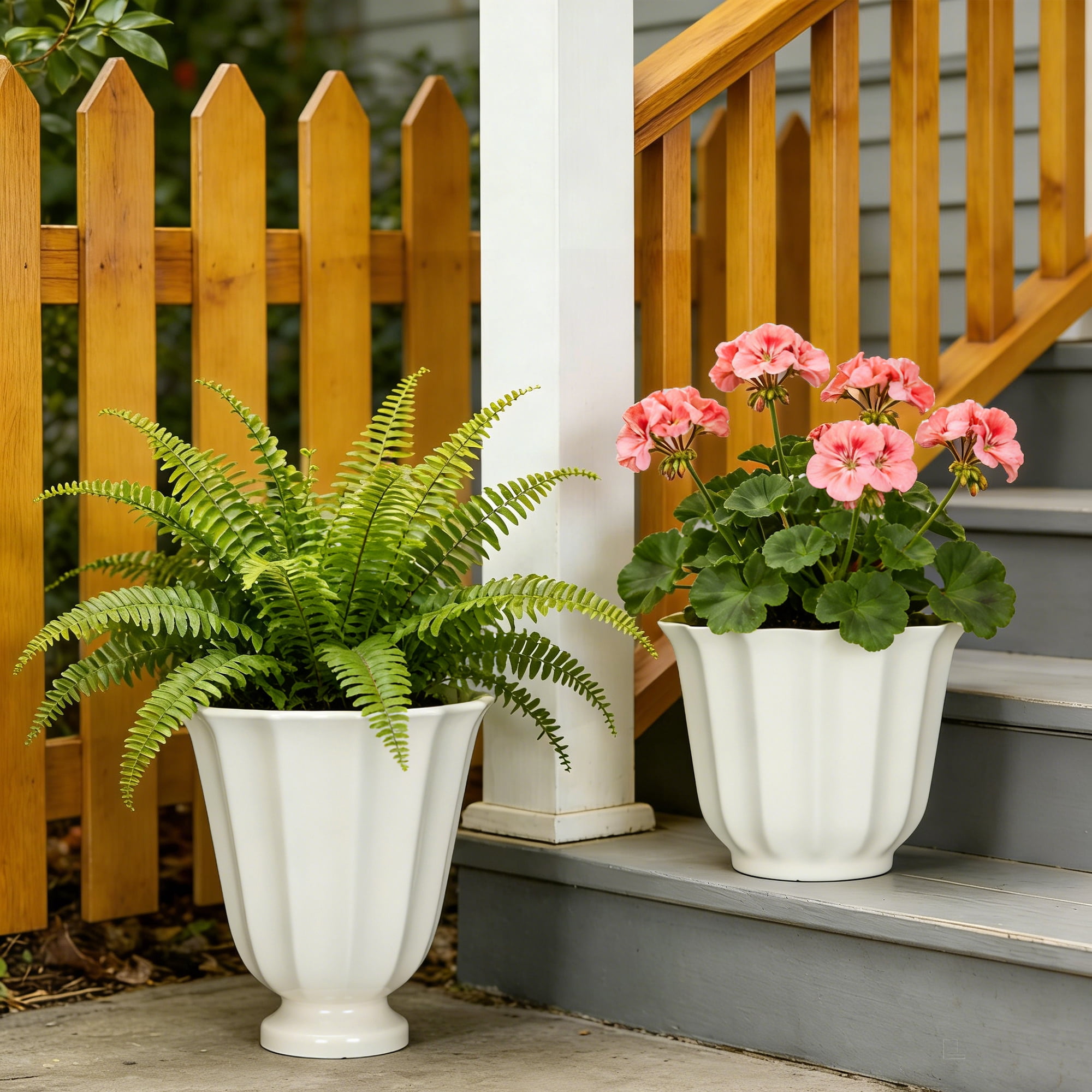 Mainstays Charlotte 16" x 16" x 17.5" Tall Round Vanilla Dream 100% Recycled Resin Planter Urn