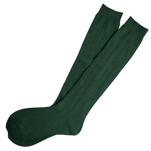 French Toast Girls 5-9.5 Nylon Cable Knit Knee Highs - 3 Pack (Green 6-8.5)