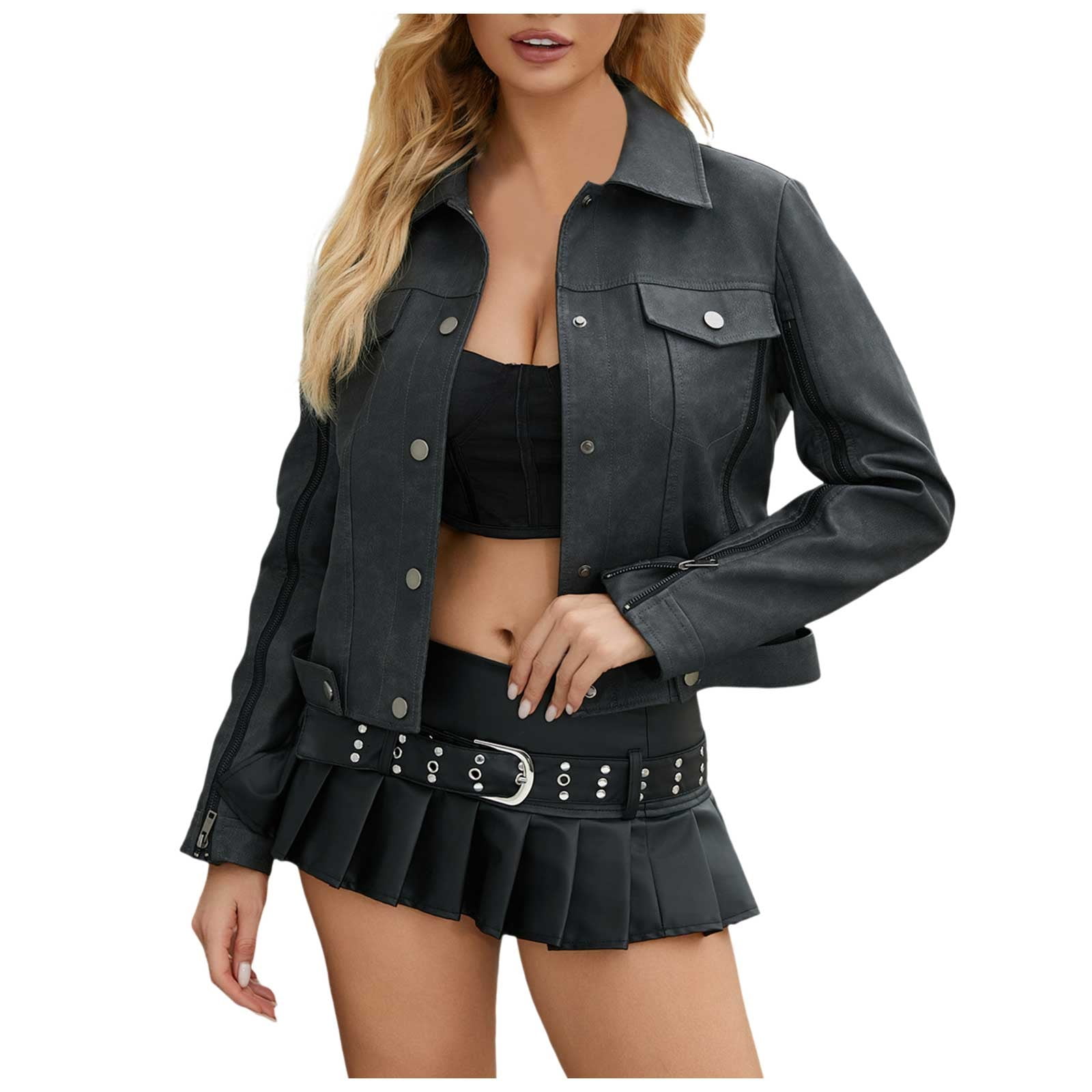 Wyzesi Ladies Winter Coats Women Fashion Zipper Motorcycle Jacket