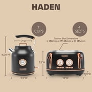 Haden Dorset Electric Water Kettle & 4 Slice Wide Toaster, Black & Copper