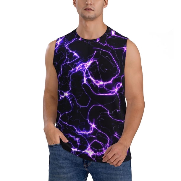 Balery Galaxy Lightning Camisetas sin mangas para hombre, absorbe la humedad y protege contra el mal olor.-X-Large