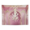 thumbnail image 5 of Nawypu  Cartoon Tapestry, Fairytale Castle Interior of a Ballroom Chandelier Ceiling Columns Kingdom Pinkish Love Print, Wall Hanging Bedspread Bed Cover Wall Decor, Twin Size, Rose Peach, 5 of 6