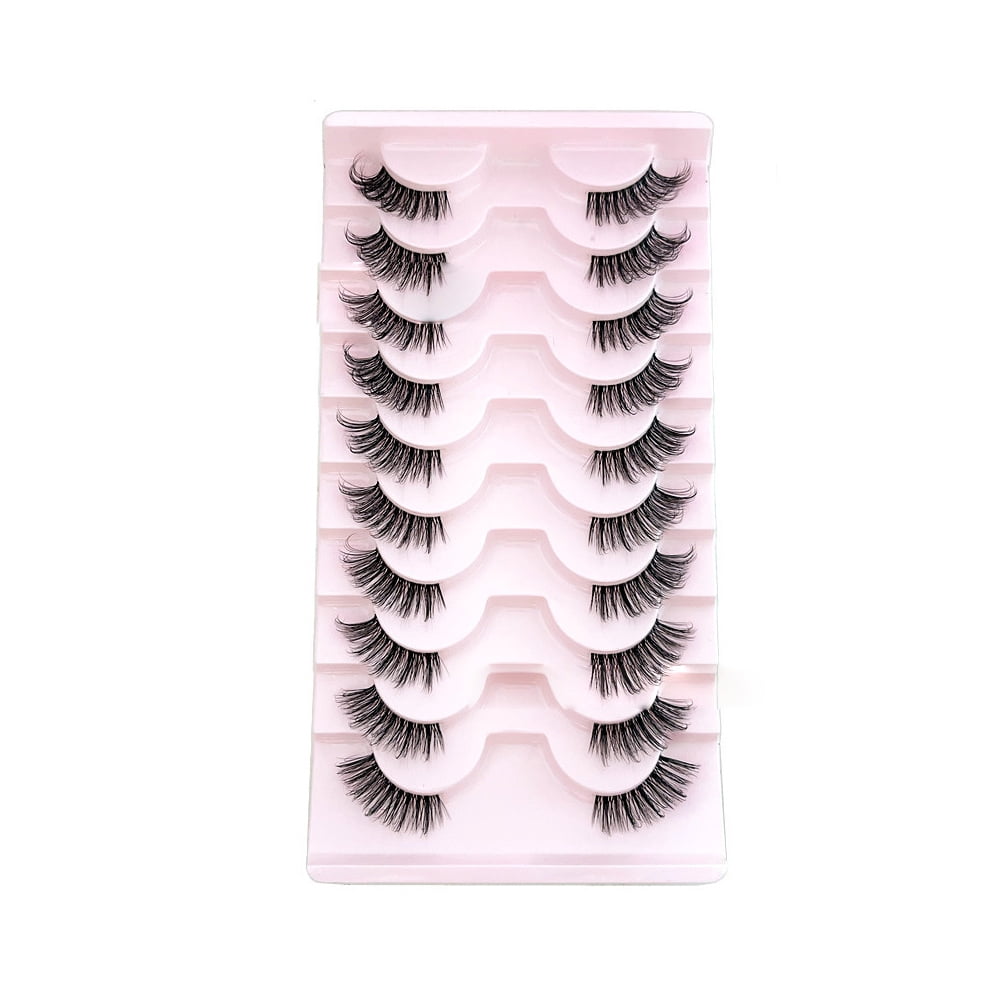 False Eyelashes Natural Half Lashes Short Wispy Clear Band Lashes Pack