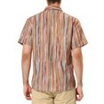 thumbnail image 3 of Lars Amadeus Men's Short Sleeve Button Down Stripes Color Block Printed Shirts, 3 of 6