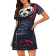 thumbnail image 1 of Fotbe Red Black Eastern Panda Warrior Bata de Dormir para Mujer con Estampado, Camisón de Algodón de Manga Corta, Ropa de Dormir Casual, 1 of 6