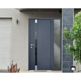 thumbnail image 3 of Front Exterior Prehung Steel Door / Cynex 6777 Grey / Side Exterior Window / Stainless Inserts Single Modern Painted-W36+12" x H80"-Right-hand Inswing, 3 of 7