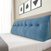Triangular Wedge Pillow Queen, Removable Cover Headboard Pillow, Blue