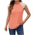 thumbnail image 2 of Tank Tops for Women under $5 Plus Size Lace Sleeveless Printed Round Neck T-shirt Top Rose Gold XXL, 2 of 5