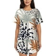 thumbnail image 1 of Fotbe Tropical Leaves Conjunto de Pijama Estampado para Mujer, 2 Piezas, Ropa de Dormir con Camiseta de Manga Corta y Shorts Suaves-Large, 1 of 6