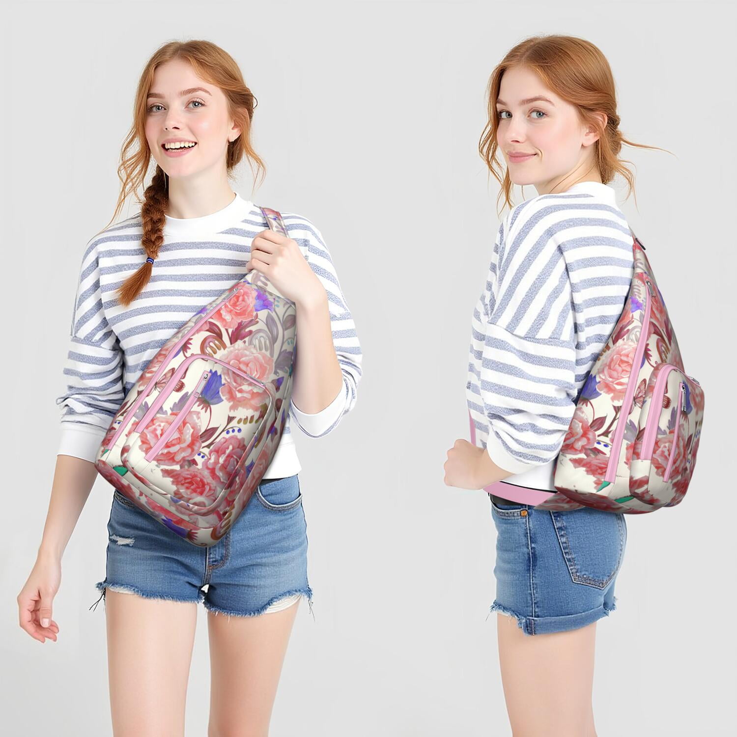 Durable Breathable Sling Bag with Daisy Pattern for Tactical Use