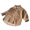 thumbnail image 4 of EnJoCho Toddler Long Sleeve Shirt Kids Corduroy Single Breaste𝖽 Lapel School Unifor𝗆 Unisex Spring Fall Casual Loose Tops Tshirts, 4 of 7
