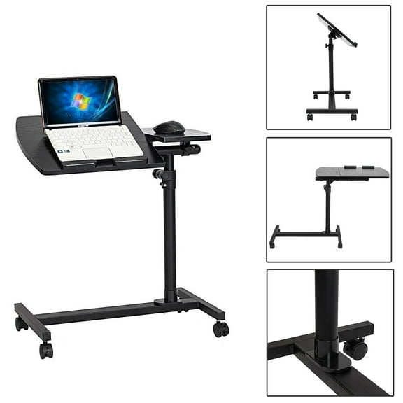 Wubio Rolling Over-Bed Laptop Desk Height Angle Adjustable Table Stand Hospital Tray