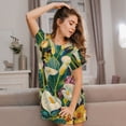 thumbnail image 3 of Fotbe Tropical Floral Jungle Pattern Women's Cotton Nightgown Sleepwear Short Sleeves Shirt Casual Print Sleepdress, 3 of 6