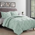 thumbnail image 1 of Swift Home Bedding Comforter Sets, Ultra Soft Cozy 3-Piece Pinch Pleat Decorative Pintuck Comforter Sets - Misty Blue, Full/Queen, 1 of 10