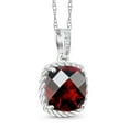 thumbnail image 3 of Gem Stone King 10K White Gold 2.42 Ct Cushion Checkerboard Red Garnet White Diamond Pendant, 3 of 6