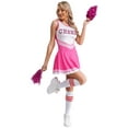 thumbnail image 2 of Aislor Women's Cheer Leader Costumes Cosplay Halloween Outfits Dress with Pom Poms Socks Pink XL, 2 of 7