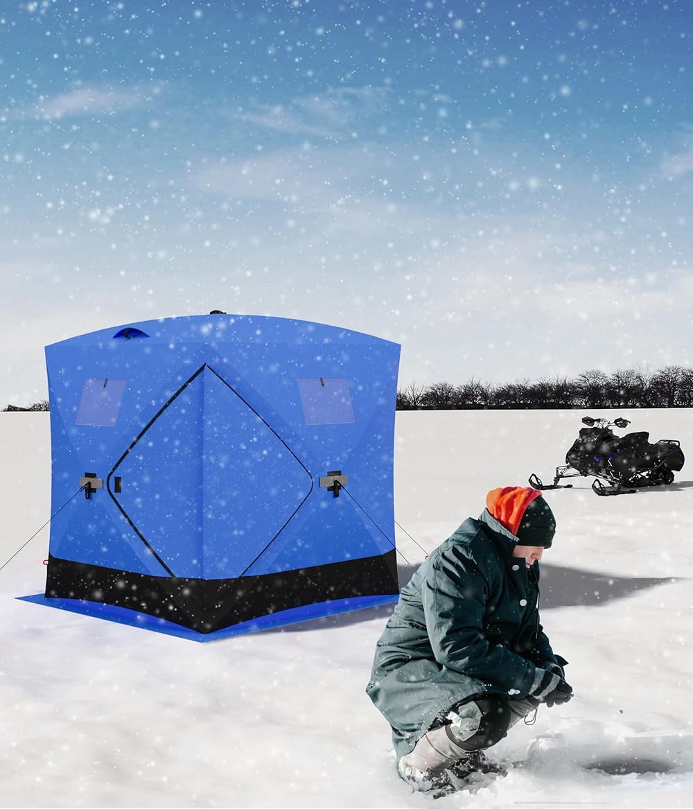 Abri de pêche sur glace portable , tente de pêche sur glace escamotable pour 1 à