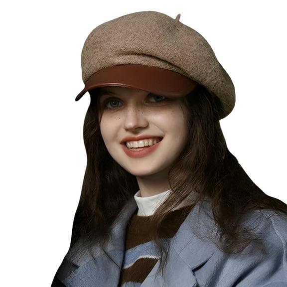 TELOLY Wool Fashion Newsboy Hats for Women Winter Warm Pageboy Cabbie Cap Beret, Color: Coffee, Size: One Size